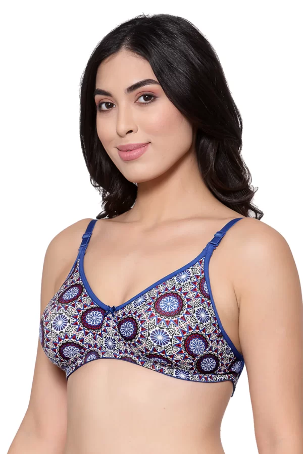 Organic Cotton Antimicrobial Backless Non-Padded Seamless bra-ISB100-Blue Print - Image 3