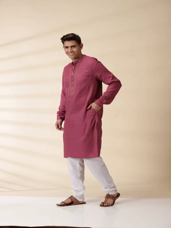 Majenta Khadi Men's Kurta - Image 2