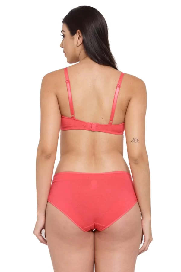 Organic Cotton Antimicrobial Underwired Plunge Bra & Panty-ISBP107_IMP102-Bright Pink - Image 5