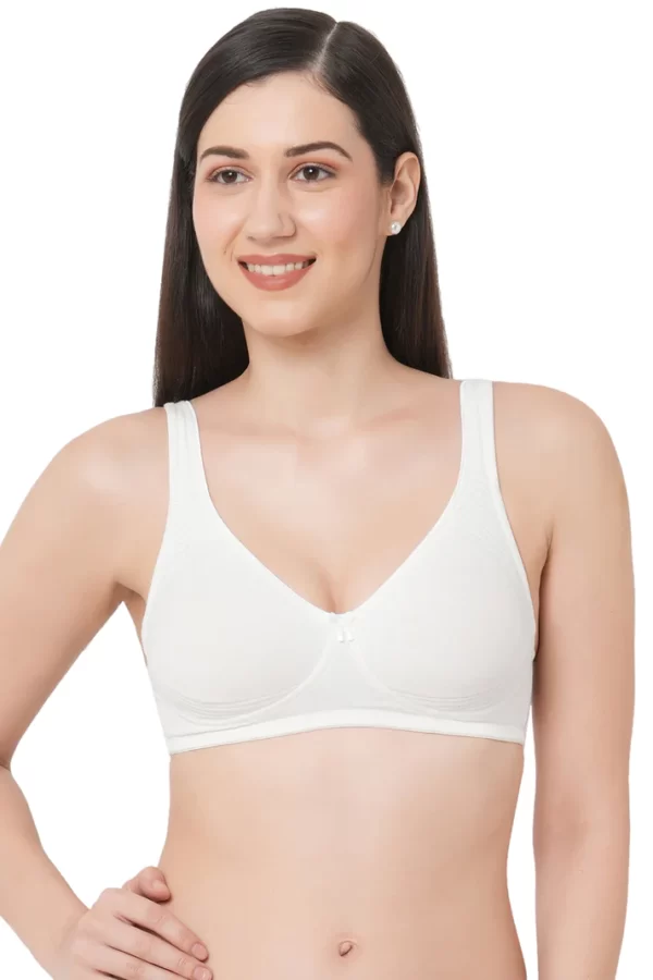 Organic Cotton Antimicrobial Seamless Side Support Bra-ISB057-Milky White - Image 2