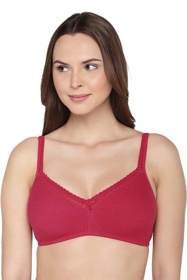 Organic Cotton Antimicrobial Soft Laced Bra-ISB017-Maroon - Image 5