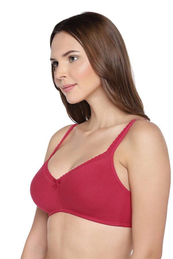 Organic Cotton Antimicrobial Soft Laced Bra-ISB017-Maroon - Image 4