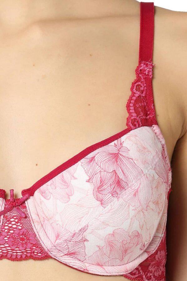 Organic Cotton Antimicrobial Underwired Lightly Padded Lace Bra-ISB018B - Image 4