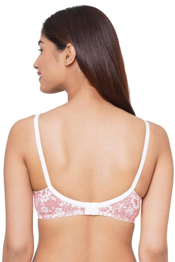 Organic Cotton Antimicrobial Seamless Side Support Bra-ISB057-Pink Lace Print - Image 5