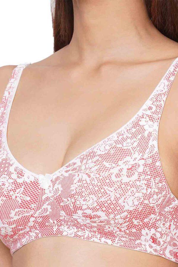 Organic Cotton Antimicrobial Seamless Side Support Bra-ISB057-Pink Lace Print