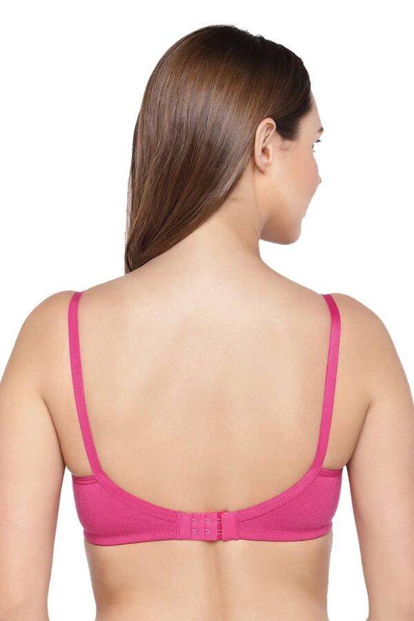 Organic Cotton Antimicrobial Seamless Triangular Bra with Supportive Stitch-ISB099-Fuschia - Image 4