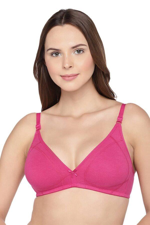 Organic Cotton Antimicrobial Seamless Triangular Bra with Supportive Stitch-ISB099-Fuschia - Image 3