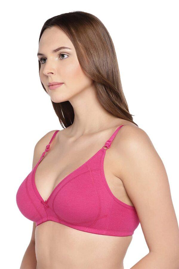 Organic Cotton Antimicrobial Seamless Triangular Bra with Supportive Stitch-ISB099-Fuschia - Image 2