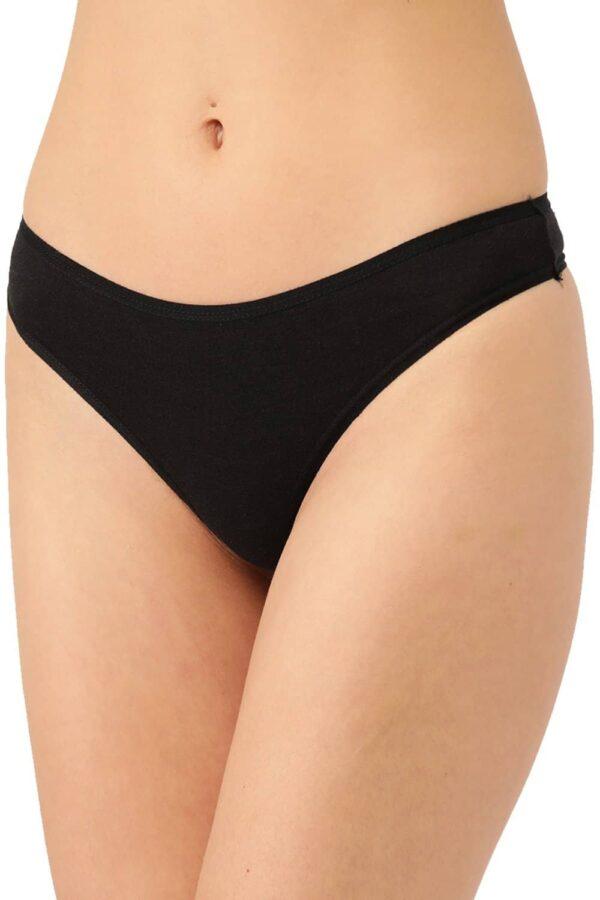 Organic Cotton Antimicrobial Thong (Pack Of 2)-ISP054-Black_Skin - Image 2