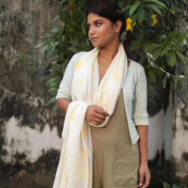 Yellow Flamingos Handloom Organic Cotton Stole