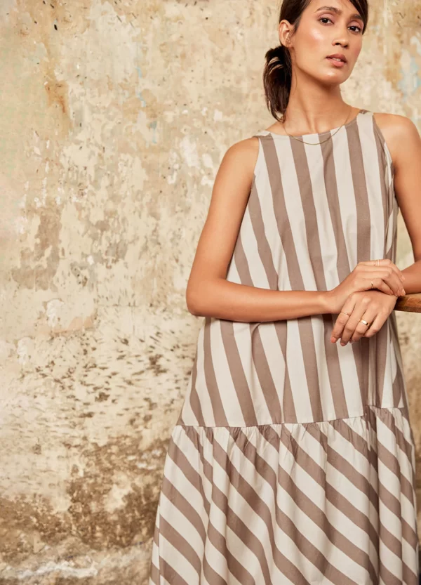 Mocha Stripe Swing Dress - Image 5