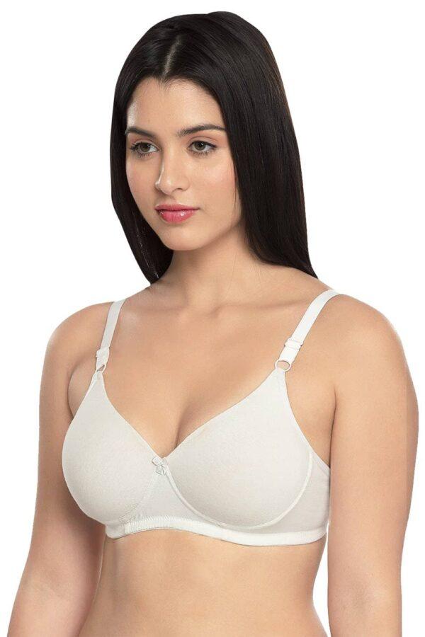 Organic Cotton Antimicrobial Wire-Free Padded Bra-ISB068-Milky White