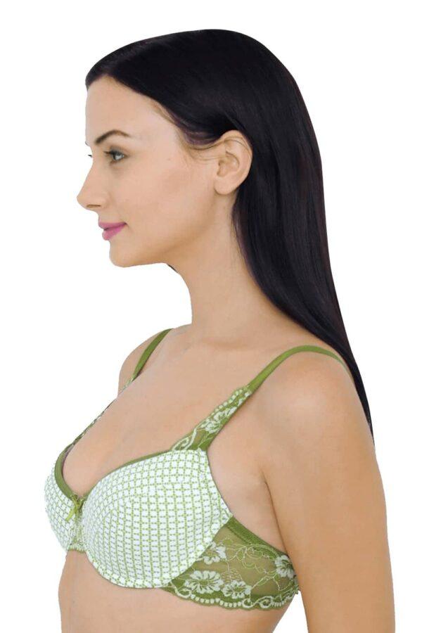 Organic Cotton Antimicrobial Underwired Lightly Padded Lace Bra-ISB018C - Image 3