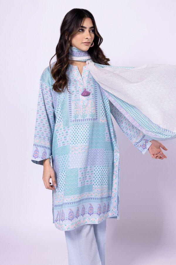 Khaadi Eid Festive Lawn 2023 | ala23174_blue - Image 3