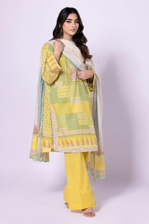 Khaadi Eid Festive Lawn 2023 | ala23174_yellow - Image 2