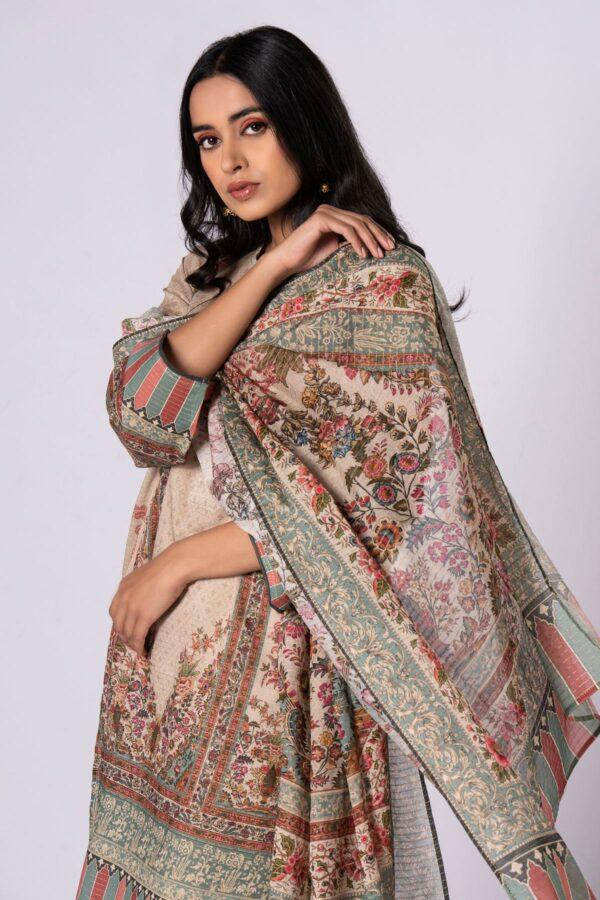 Khaadi Eid Festive Lawn 2023 | ama23109_beige - Image 2