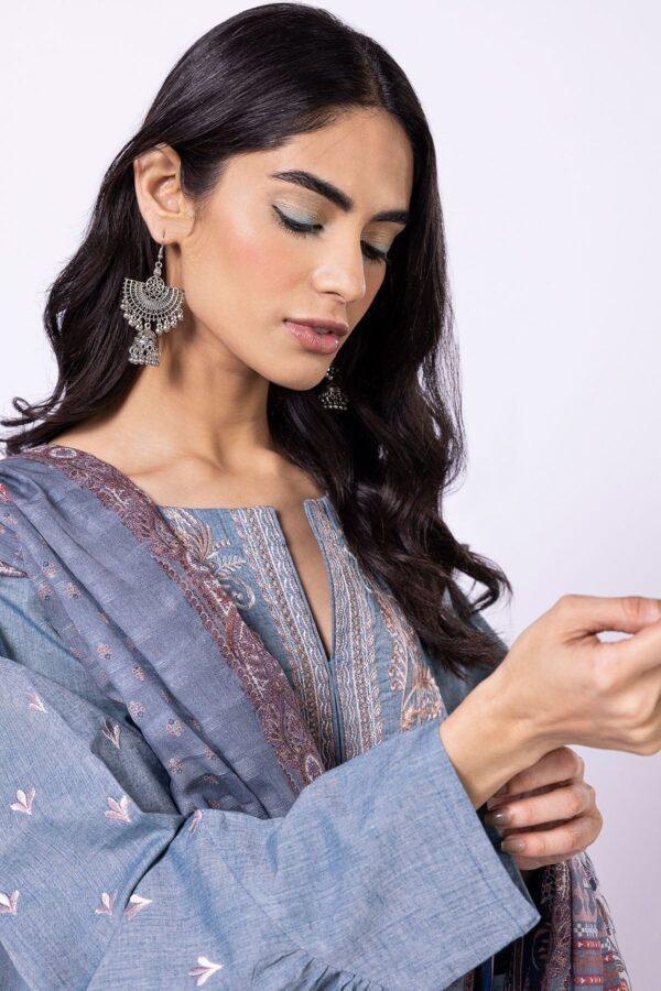 Khaadi Eid Festive Lawn 2023 | bcb23105_blue - Image 2