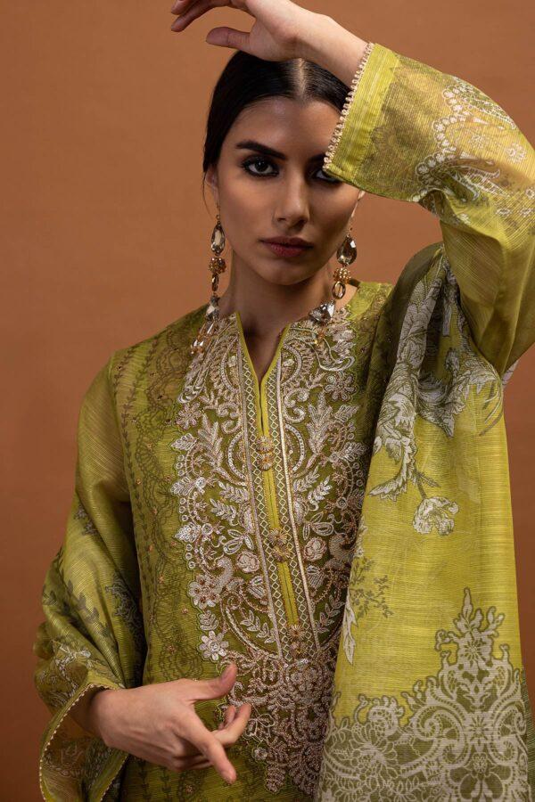 Khaadi Eid Festive Lawn 2023 | bpo23103_green - Image 3