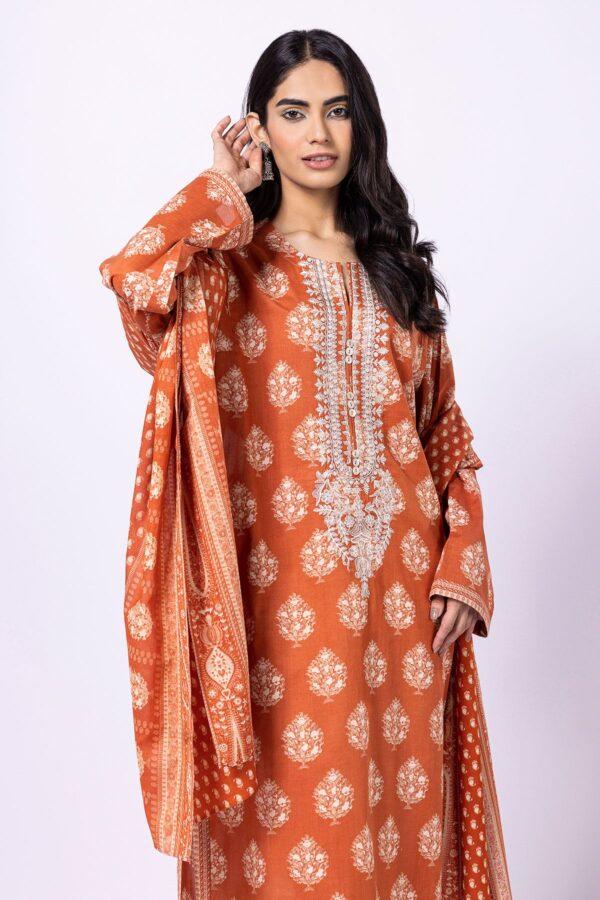 Khaadi Eid Festive Lawn 2023 | mla23103_rust - Image 3