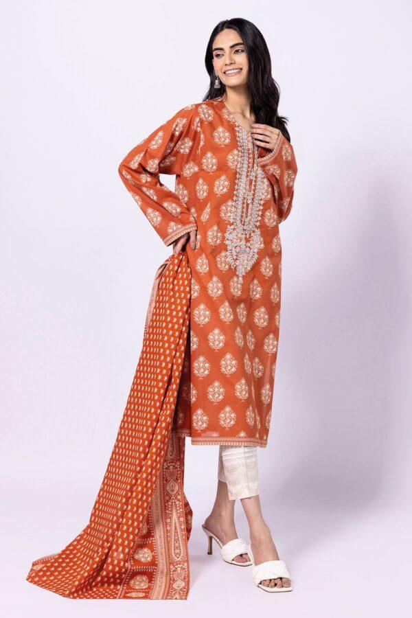 Khaadi Eid Festive Lawn 2023 | mla23103_rust - Image 2