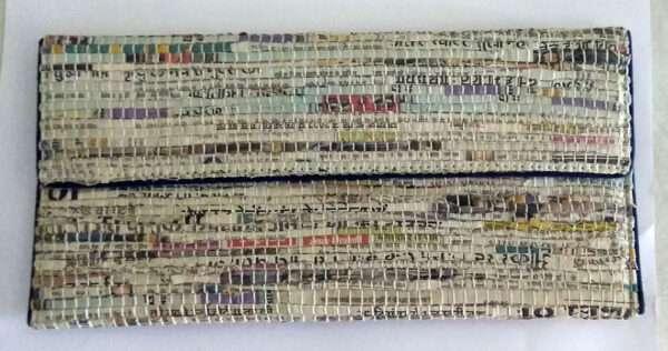 Handwoven Newspaper Envelop Clutch – Navy - Image 2