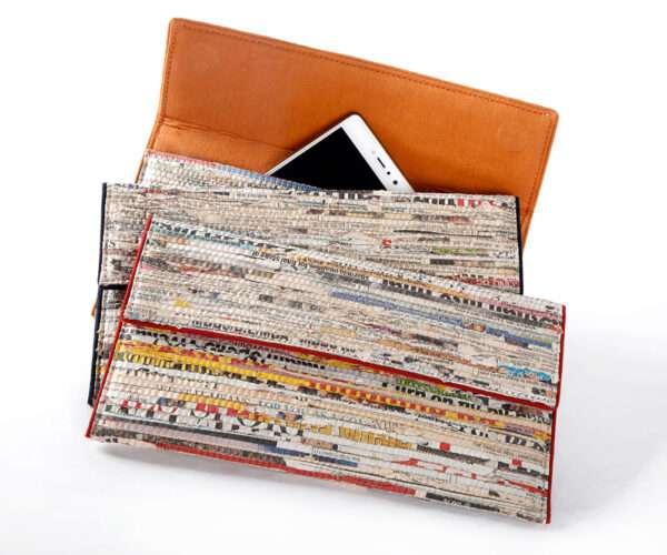 Handwoven Newspaper Envelop Clutch – Navy - Image 3