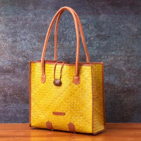 Sitalpati Coco Button Bag with Pure Leather Handle