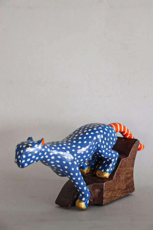 Blue Panther Hand Painted Animal Figurine - Image 5