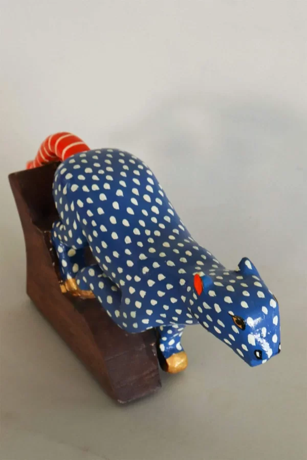 Blue Panther Hand Painted Animal Figurine - Image 4