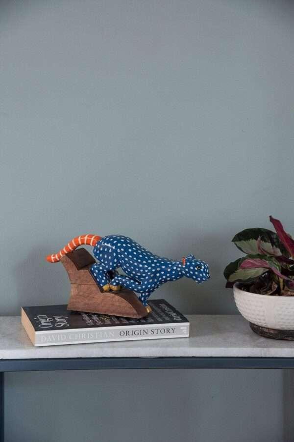 Blue Panther Hand Painted Animal Figurine - Image 3