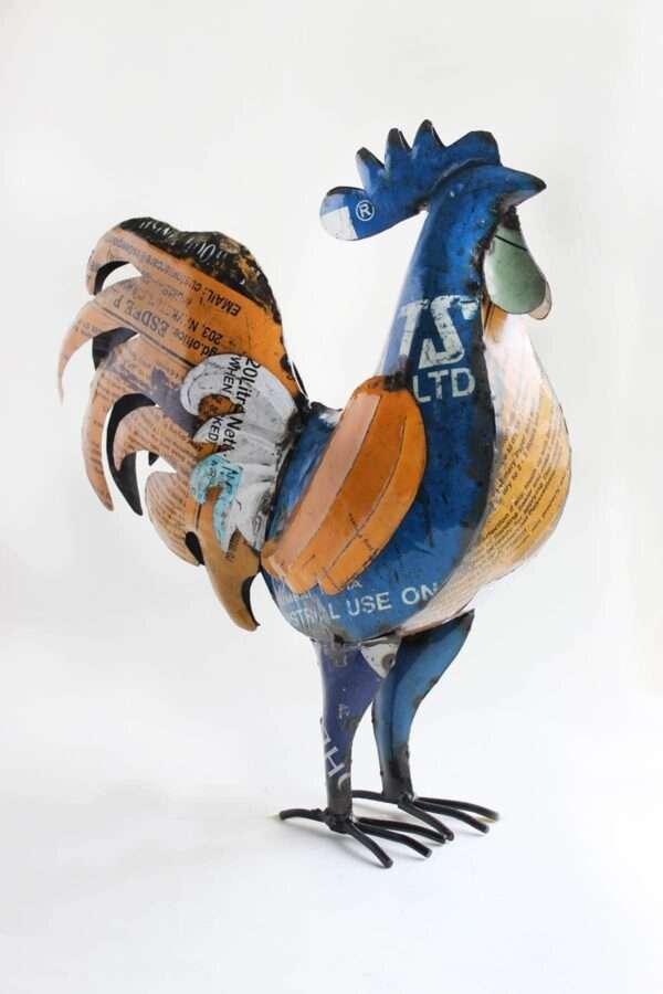 Rocky The Rooster Animal Figurine (Recycled Metal) - Image 3