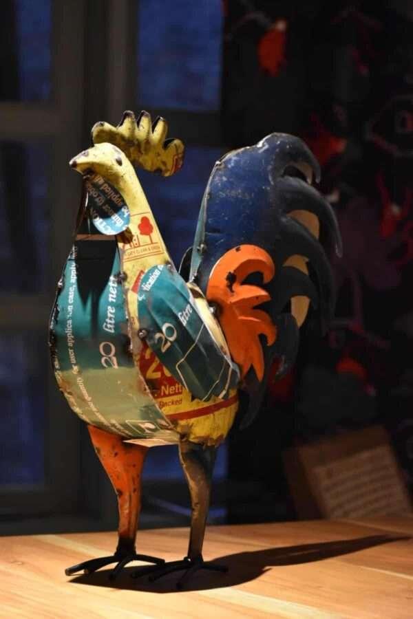 Rocky The Rooster Animal Figurine (Recycled Metal)