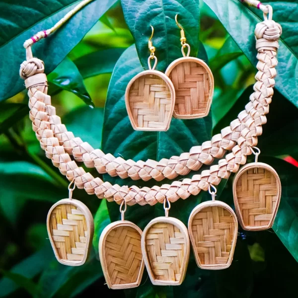 Bamboo Necklace with Earrings