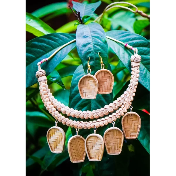 Bamboo Necklace with Earrings - Image 2