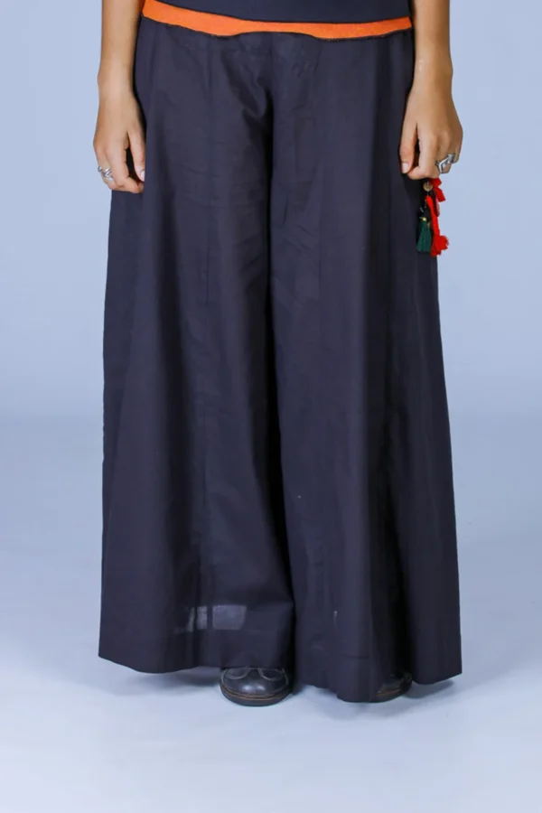 Black Organic Cotton Palazzo pants - PALAZZO - Image 2