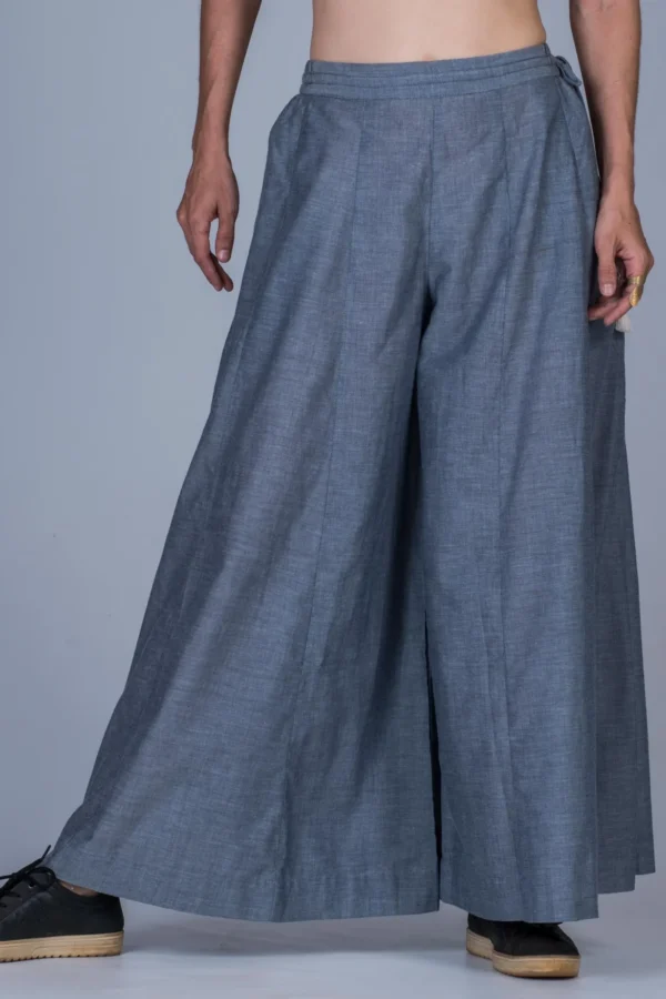 Blue Organic cotton Palazzo Pants - PALAZZO - Image 6