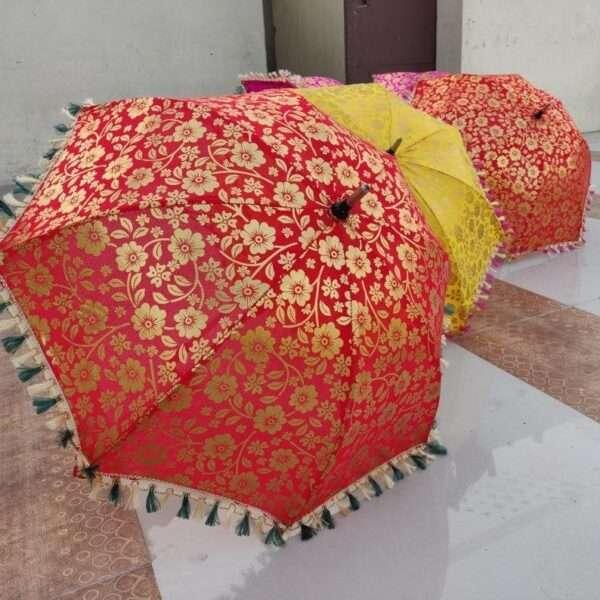 Golden Print Indian Wedding Decoration Umbrella - Image 2