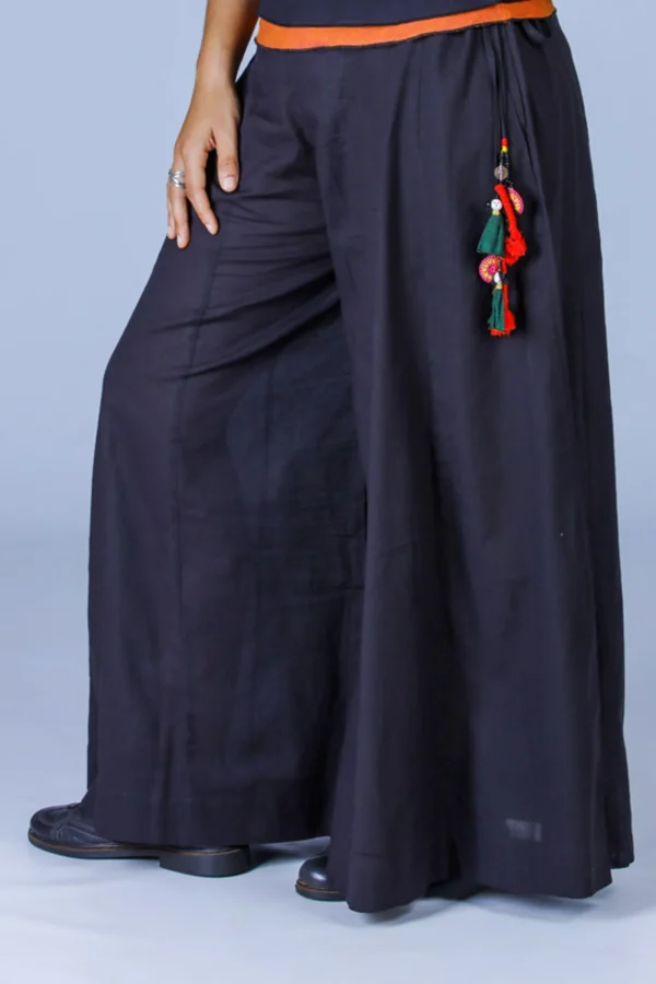 Black Organic Cotton Palazzo pants - PALAZZO - Image 5