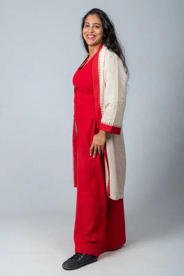 Red Handloom Cotton Pants- PALAZZO - Image 2