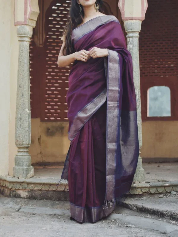 SEHER Maheshwari Saree Wine - Image 5