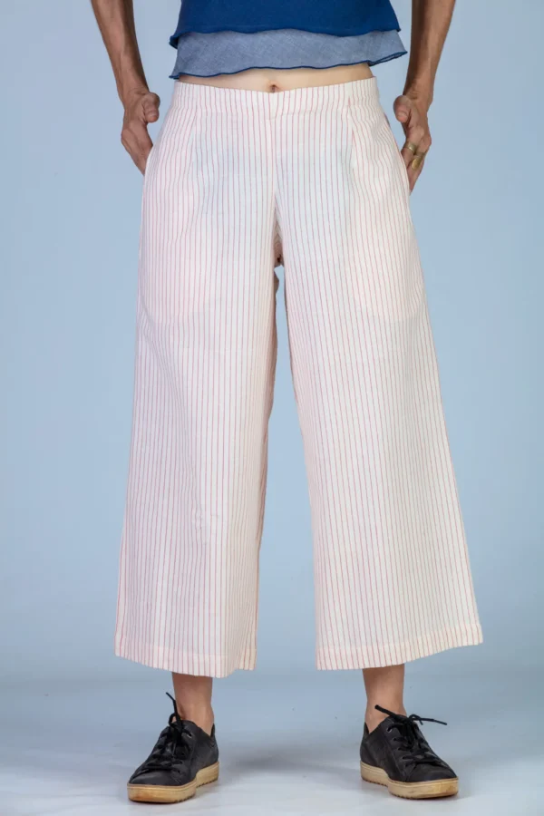 Red striped Organic cotton Pants - NILA - Image 2