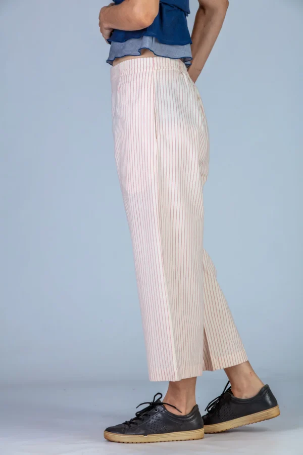 Red striped Organic cotton Pants - NILA - Image 4