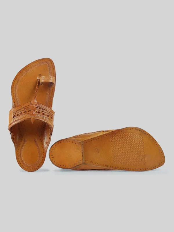 Kolhapuri Men's Adorn Chappal Tan - Image 2