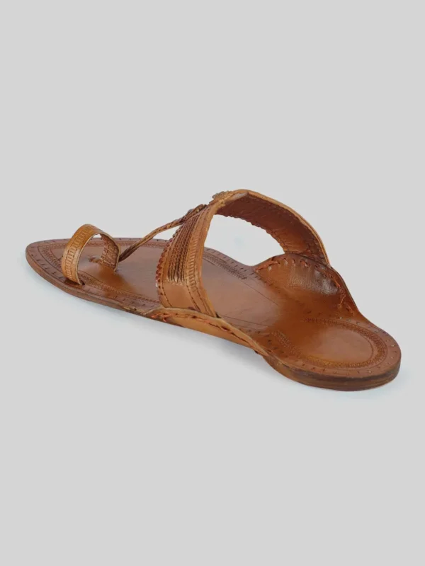 Kolhapuri Men's Twill Chappal Tan - Image 3