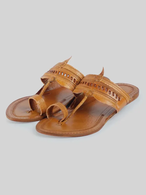 Kolhapuri Men's Enterlace Chappal Tan - Image 5