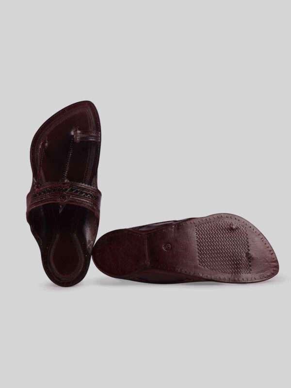 Kolhapuri Men's Embellish Chappal Dark Brown - Image 2