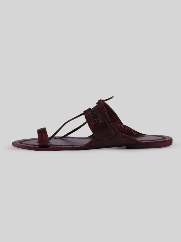 Kolhapuri Men's Embellish Chappal Dark Brown - Image 4