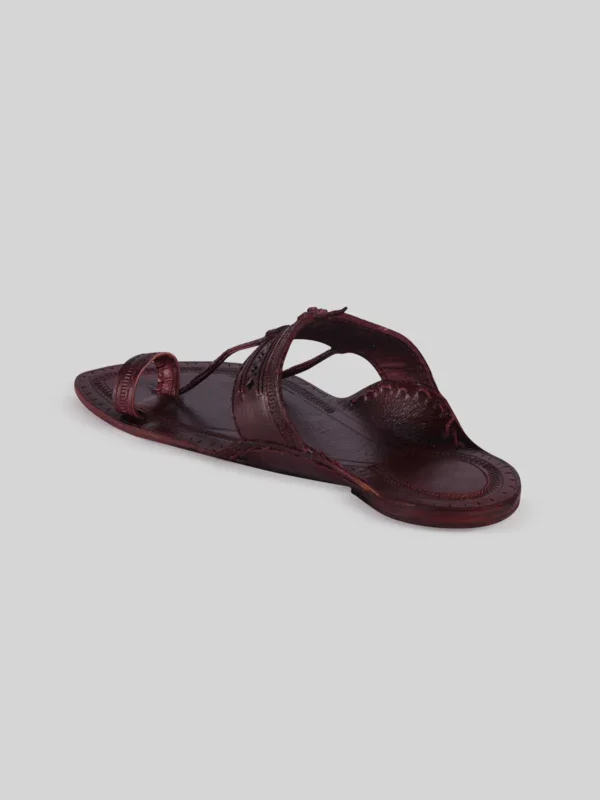 Kolhapuri Men's Embellish Chappal Dark Brown - Image 3