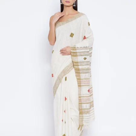 Peace Silk Ivory Saree