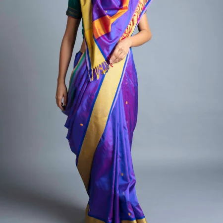 Silk Maheshwari Violet Saree